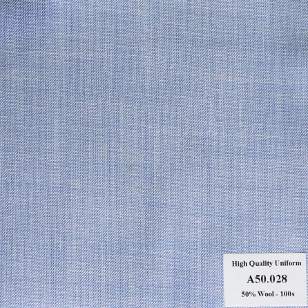 A50.028 Kevinlli V1 - Vải Suit 50% Wool - Xanh Dương Trơn